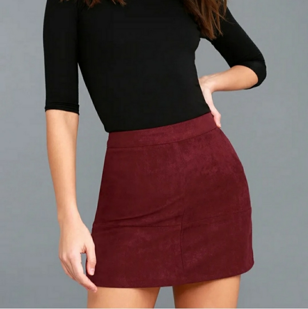 Lulus Burgundy Suede Mini Skirt